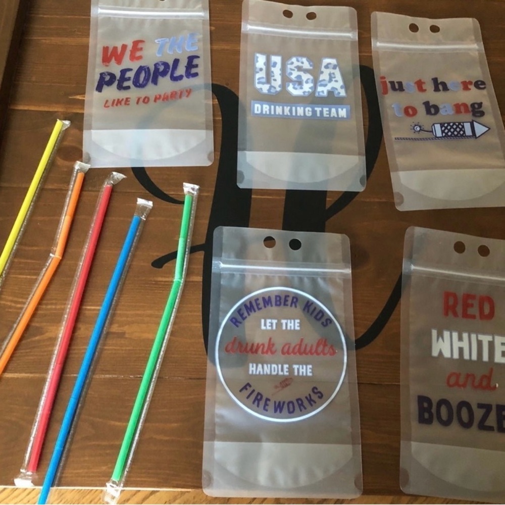 Patriotic Party Drink Pouches - Red, Blue, White July 4th Boozy